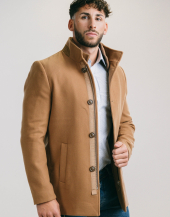 MANTEAU EN LAINE AVEC FOURRURE CAMEL