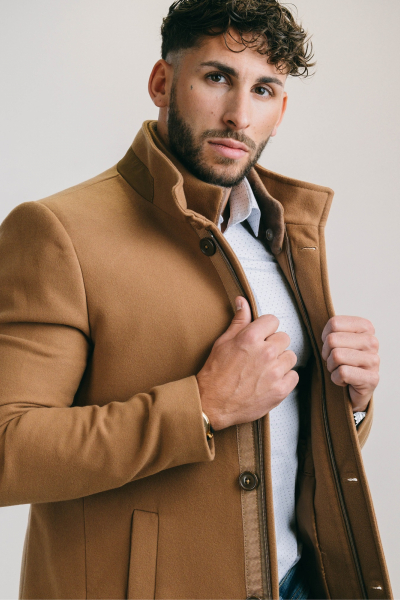 MANTEAU EN LAINE AVEC FOURRURE CAMEL