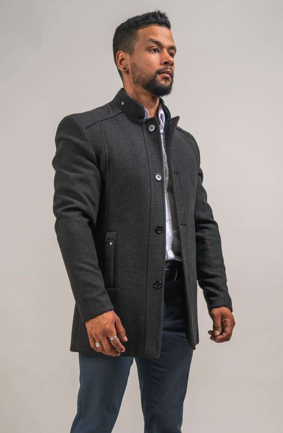 MANTEAU EN LAINE ANTHRACITE