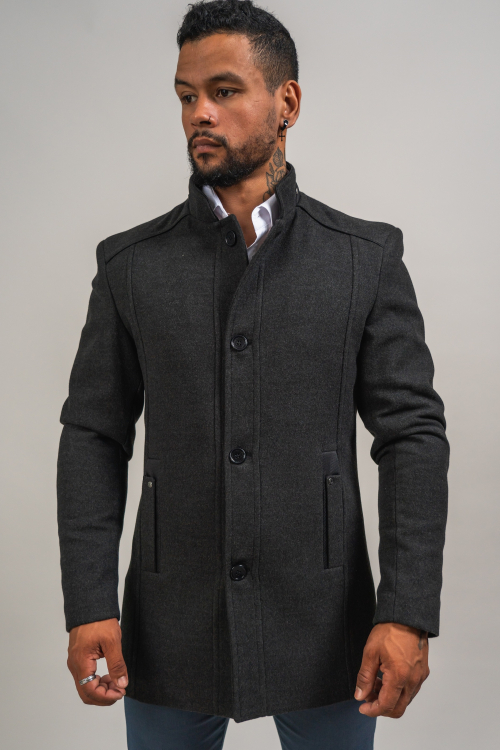 MANTEAU EN LAINE ANTHRACITE