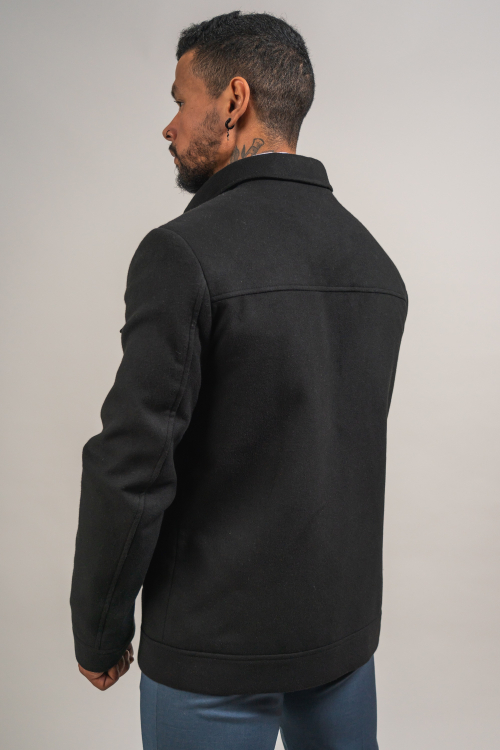 MANTEAU EN LAINE QUATRE POCHES NOIR