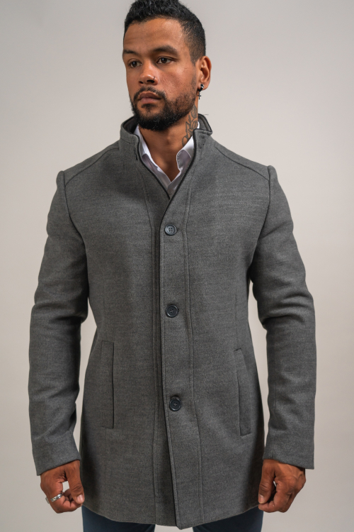 MANTEAU EN LAINE GRIS