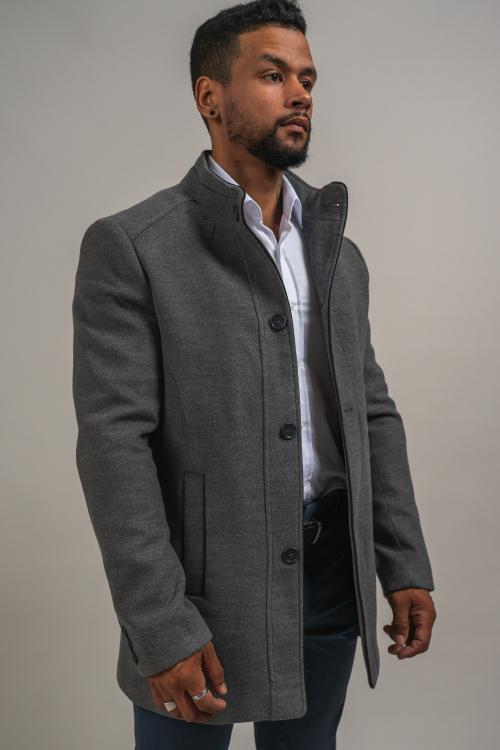 MANTEAU EN LAINE GRIS