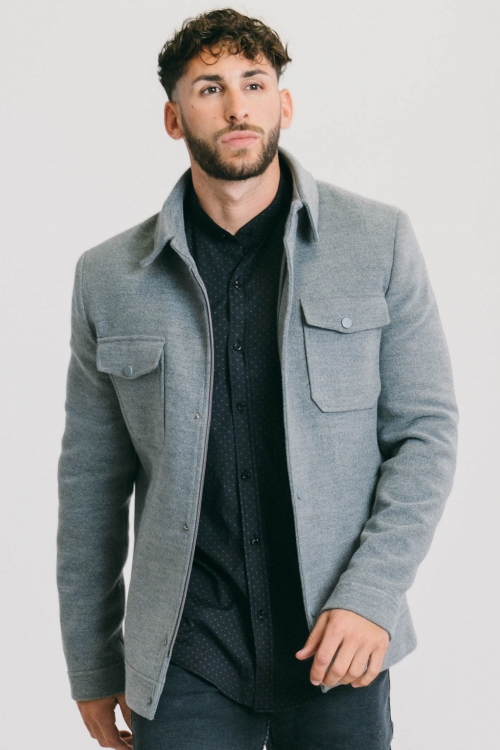 MANTEAU EN LAINE QUATRE POCHES GRIS