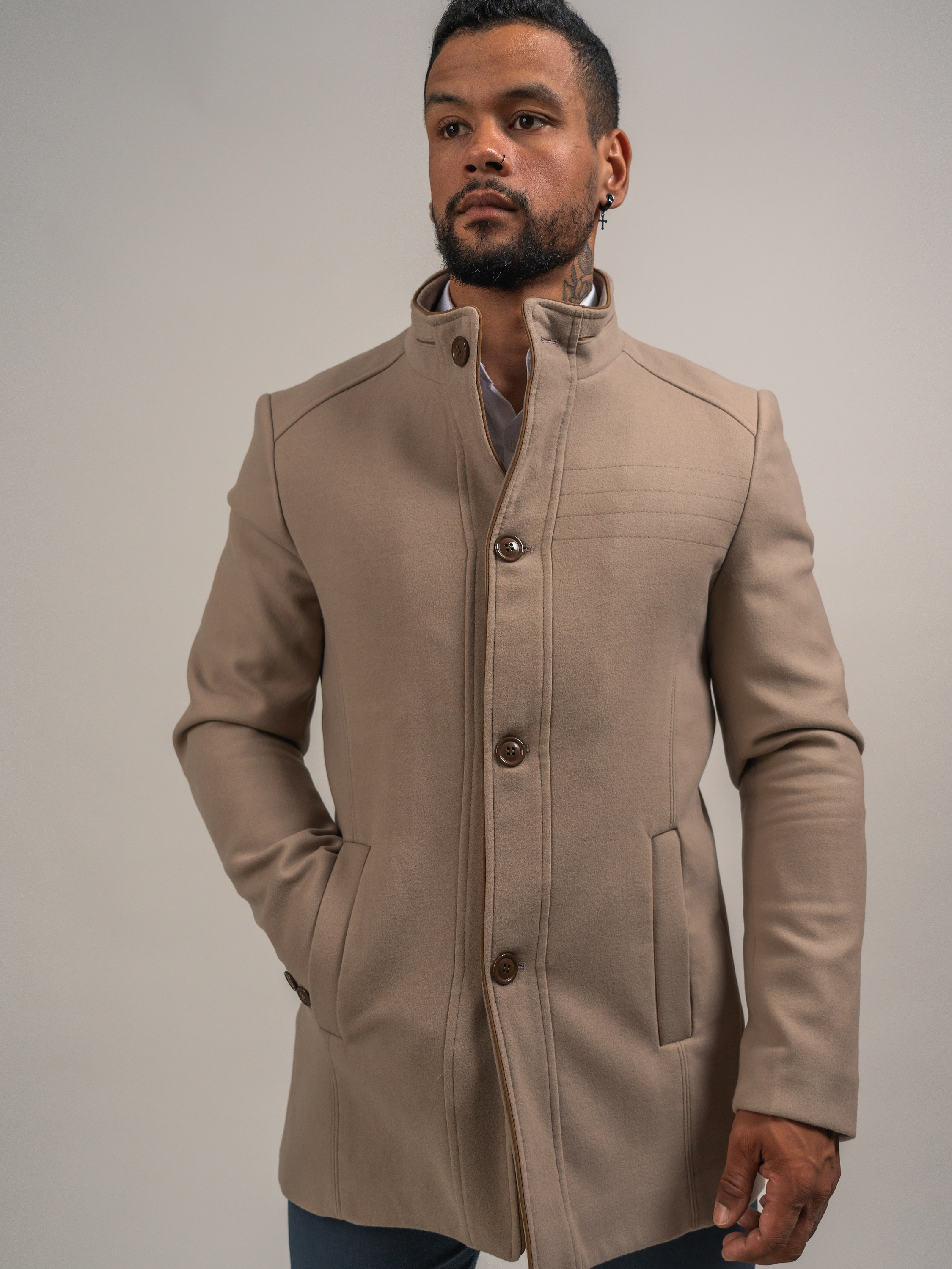 manteau en laine creme