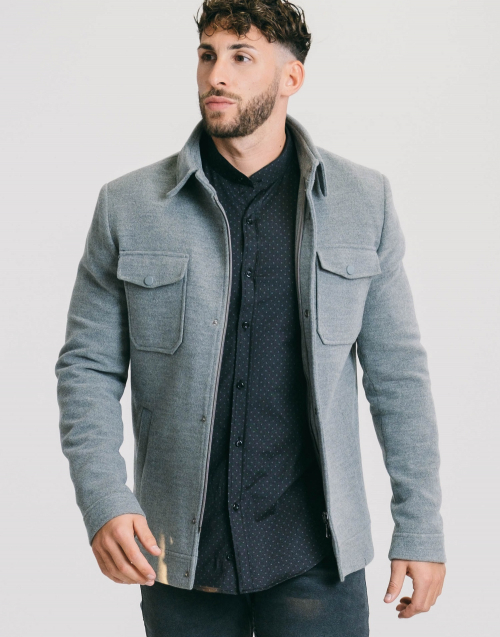 MANTEAU EN LAINE QUATRE POCHES GRIS