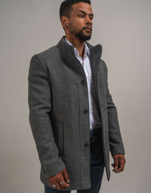 MANTEAU EN LAINE GRIS